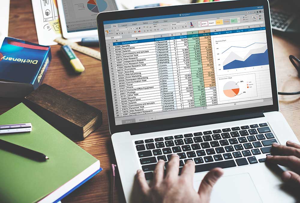 excel workbook on laptop